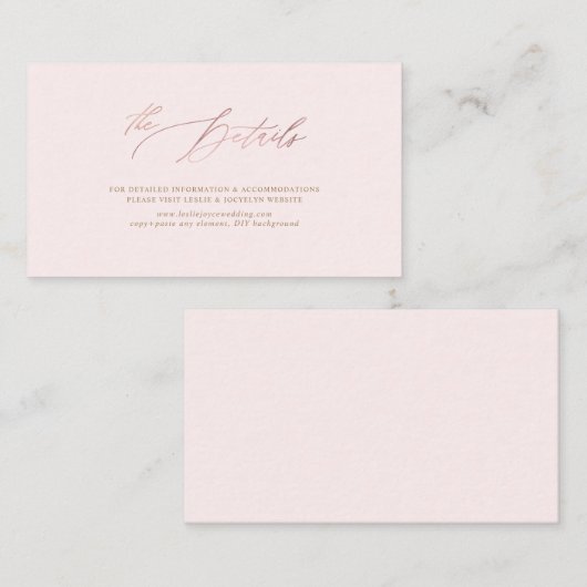 PixDezines Faux Roos Gold Luxe Calligrafie - Gegev Informatiekaartje (Voorkant / Achterkant)