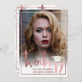 PixDezines Faux Roos Gold/Marble Afstuderen Kaart (Voorkant / Achterkant)