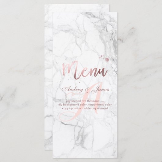 PixDezines Faux Roos Gold/Marble/Menu Menu (Voorkant / Achterkant)