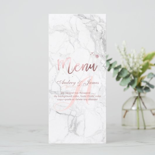 PixDezines Faux Roos Gold/Marble/Menu Menu (Staand voorkant)