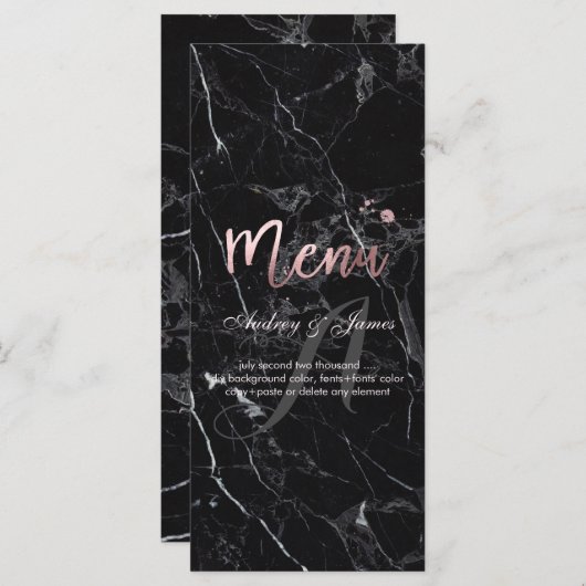 PixDezines Faux Roos Gold/Marble/Menu Menu (Voorkant / Achterkant)