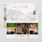 PixDezines FAUX ROOS GOLD/MARBLE/SAVE DATE Aankondigingskaart (Voorkant / Achterkant)