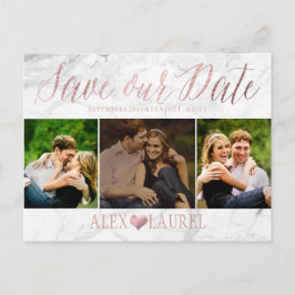 PixDezines FAUX ROOS GOLD/MARBLE/SAVE DATE Aankondigingskaart