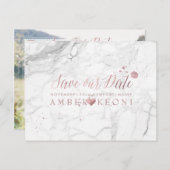 PixDezines Faux Roos Gold/Marble/sla onze datum op Aankondigingskaart (Voorkant / Achterkant)