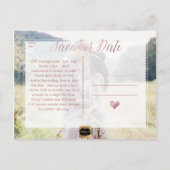 PixDezines Faux Roos Gold/Marble/sla onze datum op Aankondigingskaart (Achterkant)