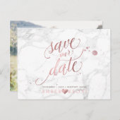 PixDezines Faux Roos Gold/Marble/sla onze datum op Aankondigingskaart (Voorkant / Achterkant)