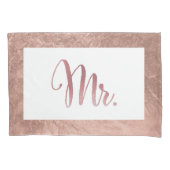 PixDezines Faux Roos Gold/Mr/Mrs Kussensloop (Voorkant-Links)