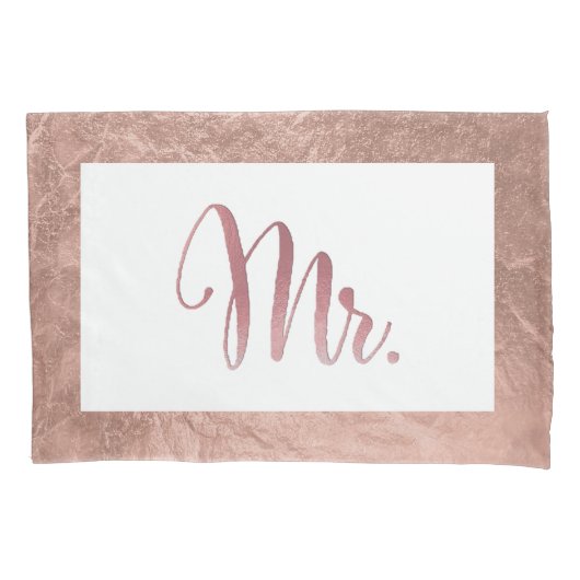 PixDezines Faux Roos Gold/Mr/Mrs Kussensloop (Voorkant-Links)