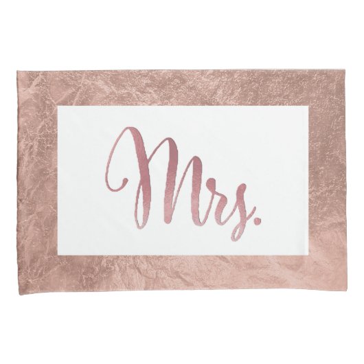 PixDezines Faux Roos Gold/Mr/Mrs Kussensloop (Voorkant-Rechts)