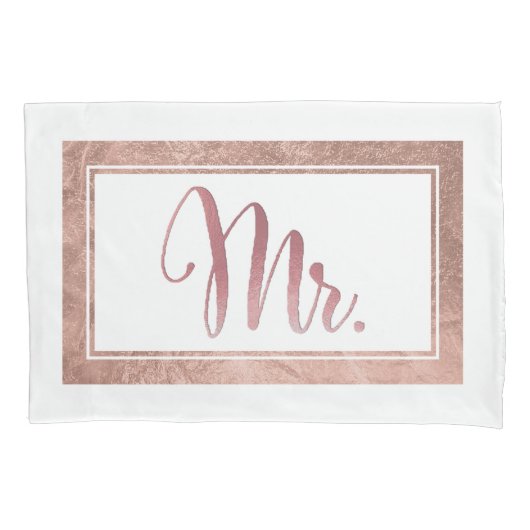 PixDezines Faux Roos Gold/Mr/Mrs Kussensloop (Voorkant-Links)