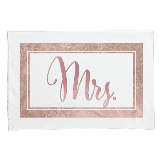 PixDezines Faux Roos Gold/Mr/Mrs Kussensloop (Voorkant-Rechts)