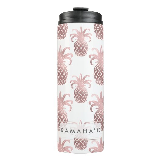 PixDezines Faux Roos Gold/Pineapple/DIY bckgrnd Thermosbeker (Voorkant)