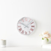 PixDezines FAUX ROOS GOLD ROMAN NUMEROS Ronde Klok (Huis)