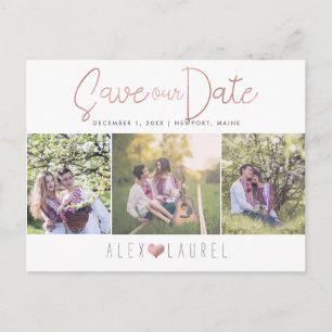 PixDezines Faux Roos Gold Save our Date Aankondigingskaart