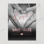 PixDezines Faux Roos Gold Save the Date/Heart Aankondigingskaart (Voorkant)