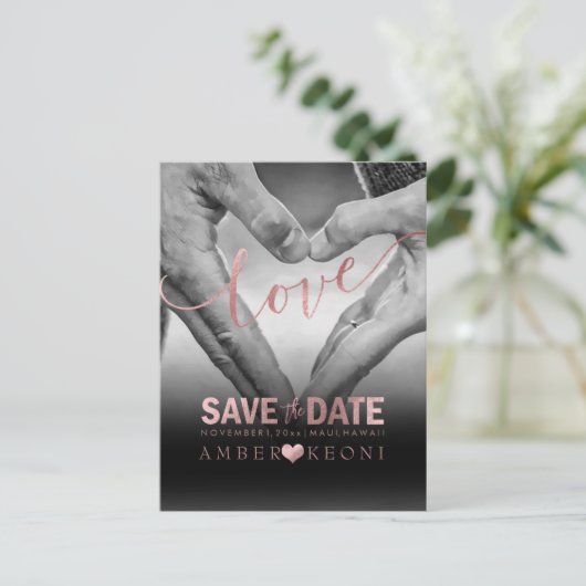 PixDezines Faux Roos Gold Save the Date/Heart Aankondigingskaart