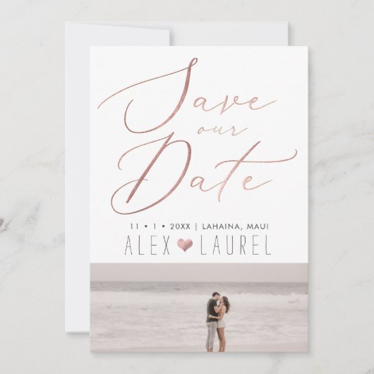 PixDezines Faux Roos Gold Save the Date Kaart (Voorkant)