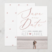 PixDezines Faux Roos Gold Save the Date Kaart (Voorkant / Achterkant)