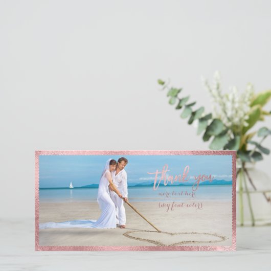 PixDezines Faux Roos Gold Scallop lijst/dank u Bedankkaart (Staand voorkant)