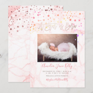 PixDezines Faux Roos Gold Stars, een ster is gebor Kaart