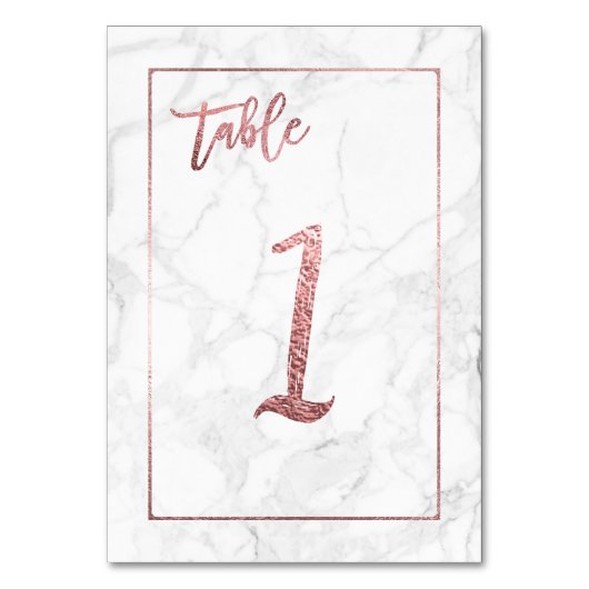 PixDezines Faux Roos Gold/Tabel nr. 1+/B+W marmer Kaart (Voorkant)