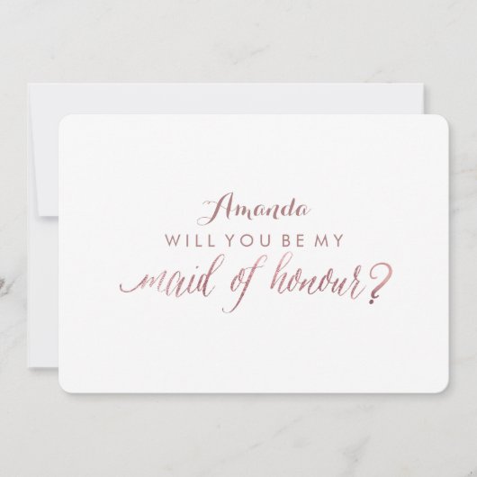 PixDezines Faux Roos Gold Wil je mijn dienstmeid z Kaart (Voorkant)