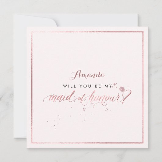 PixDezines Faux Roos Gold Will You Maid of Honor Kaart (Voorkant)