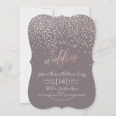 PixDezines Faux Roos Goud Confetti Wedding+RSVP Kaart (Voorkant)
