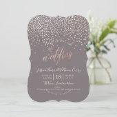 PixDezines Faux Roos Goud Confetti Wedding+RSVP Kaart (Staand voorkant)