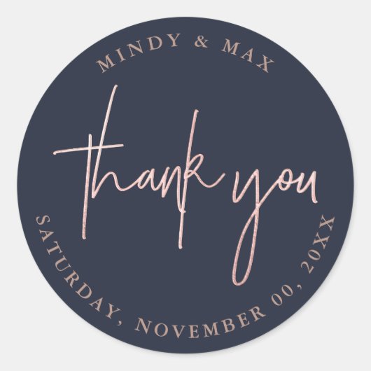 PixDezines FAUX ROOS GOUD DANK U | DIY KLEUR Ronde Sticker (Voorkant)