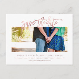 PixDezines Faux Roos Goud Modern Brush Script Aankondigingskaart