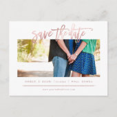 PixDezines Faux Roos Goud Modern Brush Script Aankondigingskaart (Voorkant)