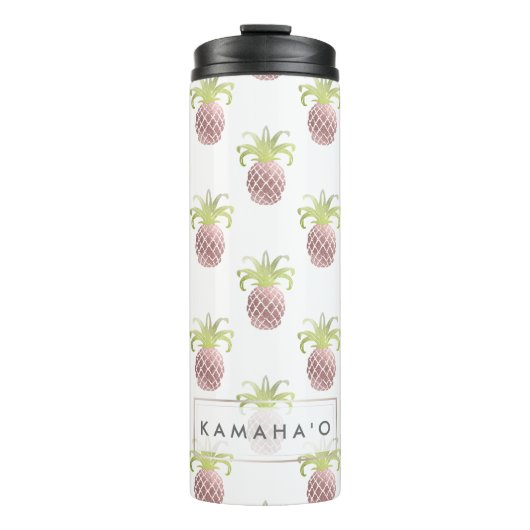 PixDezines Faux Roos Gouden Ananas Thermosbeker (Voorkant)