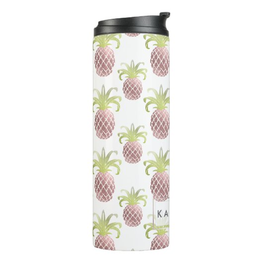 PixDezines Faux Roos Gouden Ananas Thermosbeker (Gedraaid links)