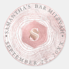 PixDezines Faux Roos Gouden boomringen Mitzvah Ronde Sticker