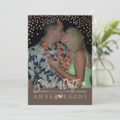 PixDezines Faux Roos Gouden Confetti/Hart/Opslagda Save The Date (Staand voorkant)