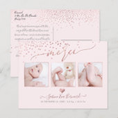 PixDezines Faux Roos Gouden Confetti/Remerciements Briefkaart (Voorkant / Achterkant)