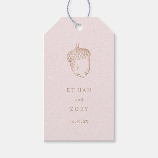 PixDezines Faux Roos Gouden Eikel/Roze DIY Bckgrnd Cadeaulabel (Voorkant)