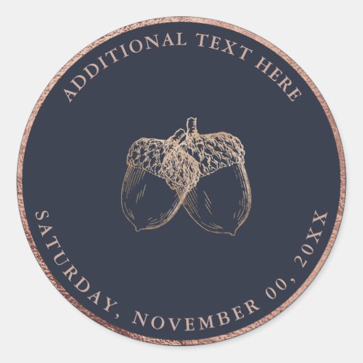 PixDezines FAUX ROOS GOUDEN EIKELS|DIY ACHTERGROND Ronde Sticker (Voorkant)