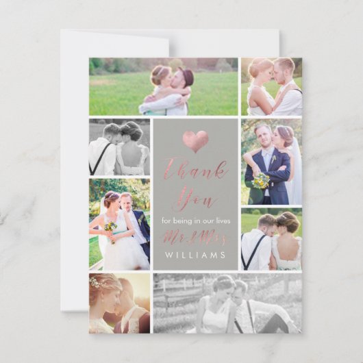 PixDezines Faux Roos Gouden Hart Dank u Bedankkaart (Voorkant)