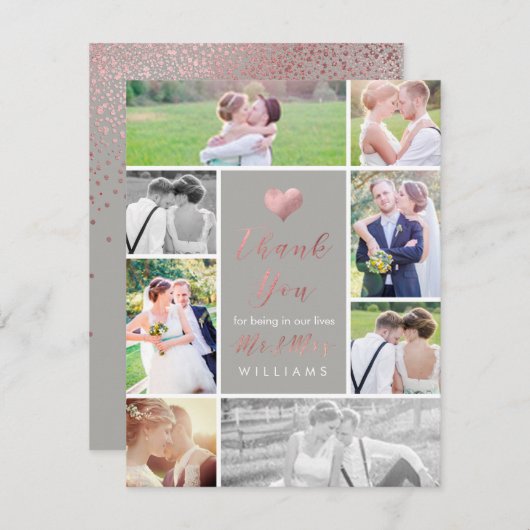 PixDezines Faux Roos Gouden Hart Dank u Bedankkaart (Voorkant / Achterkant)