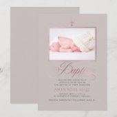 PixDezines Faux Roos Gouden Kruis Doop Kaart (Voorkant / Achterkant)