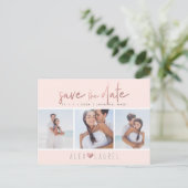 PixDezines Faux RoseGold Chic Script Save the Date Briefkaart (Staand voorkant)