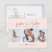 PixDezines Faux RoseGold Chic Script Save the Date Briefkaart (Voorkant / Achterkant)
