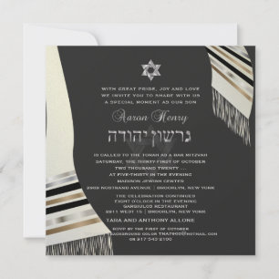 PixDezines faux silk tallit mitzvah black+Silver Kaart