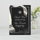 PixDezines faux silktallit mitzvah/black+Silver Kaart (Staand voorkant)