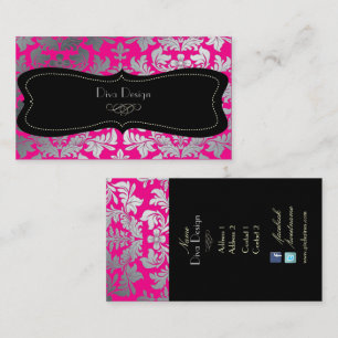 PixDezines FAUX SILVER BAROQUE DAMASK/DIY-kleur Visitekaartje