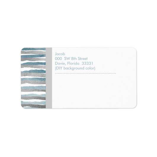 PixDezines faux silver+blue folie strepen Etiket (Voorkant)