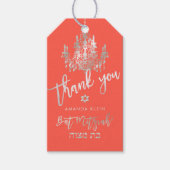 PixDezines Faux Silver Chandelier / Bat Mitzvah Cadeaulabel (Voorkant)
