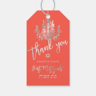 PixDezines Faux Silver Chandelier / Bat Mitzvah Cadeaulabel